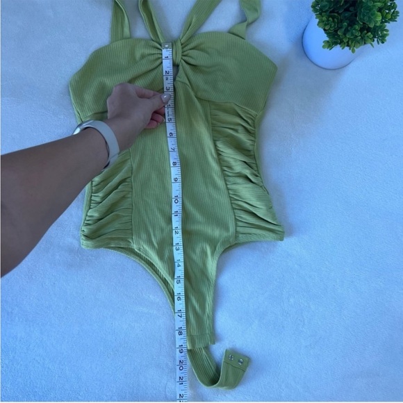 Elodie | Green Ruched Cut Out Bodysuit - Picture 6 of 6